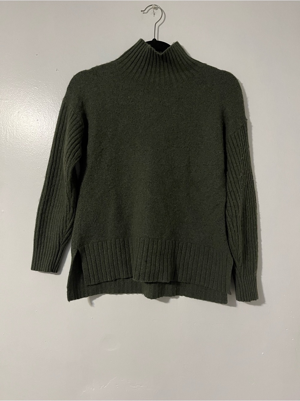 L.L. Bean Olive Green Wool Blend Turtleneck Sweater